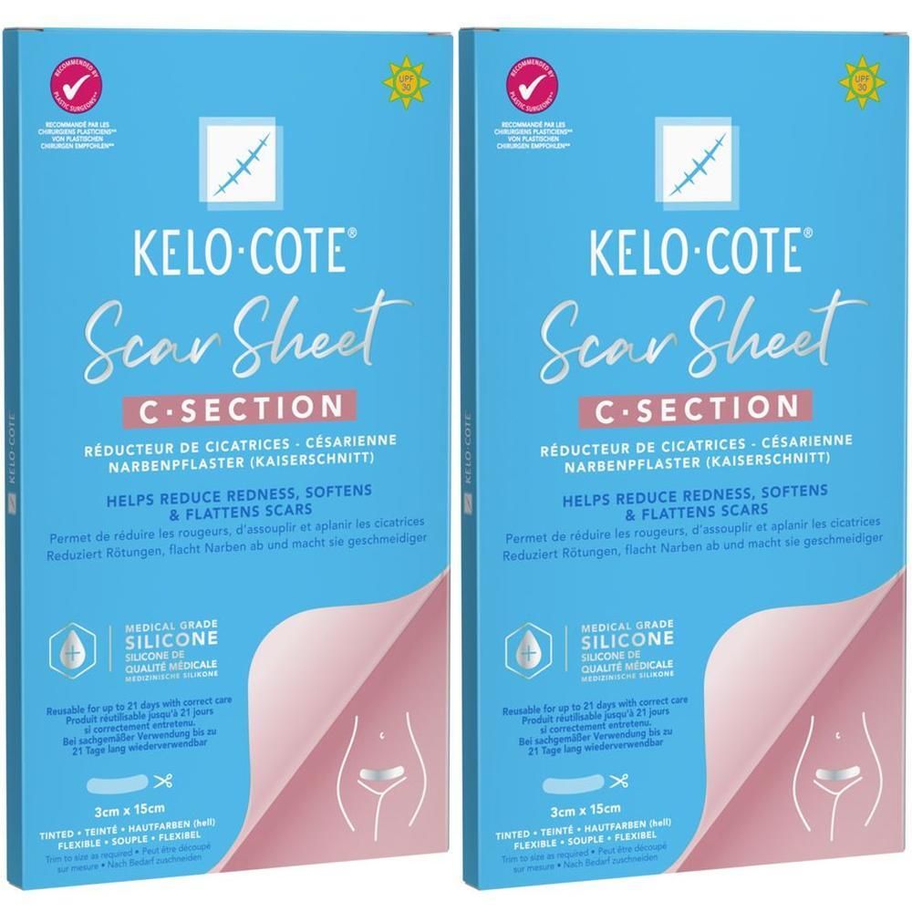 Kelo-Cote Silikon-Narbenpflaster Kaiserschnitt 2x 2x1 St Pflaster