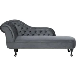 CHAISELONGUE Samtstoff grau linksseitig Nimes