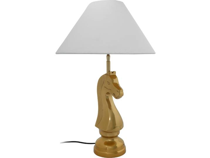 KAYOOM Tischleuchte Shah , weiß, 1, Ø 40cm H: 62cm, 1 Stk., Leuchten, Tischlampe mit dekorativem Schah-Pferd-Sockel aus Metall, Stoffschirm, Tischleuchte