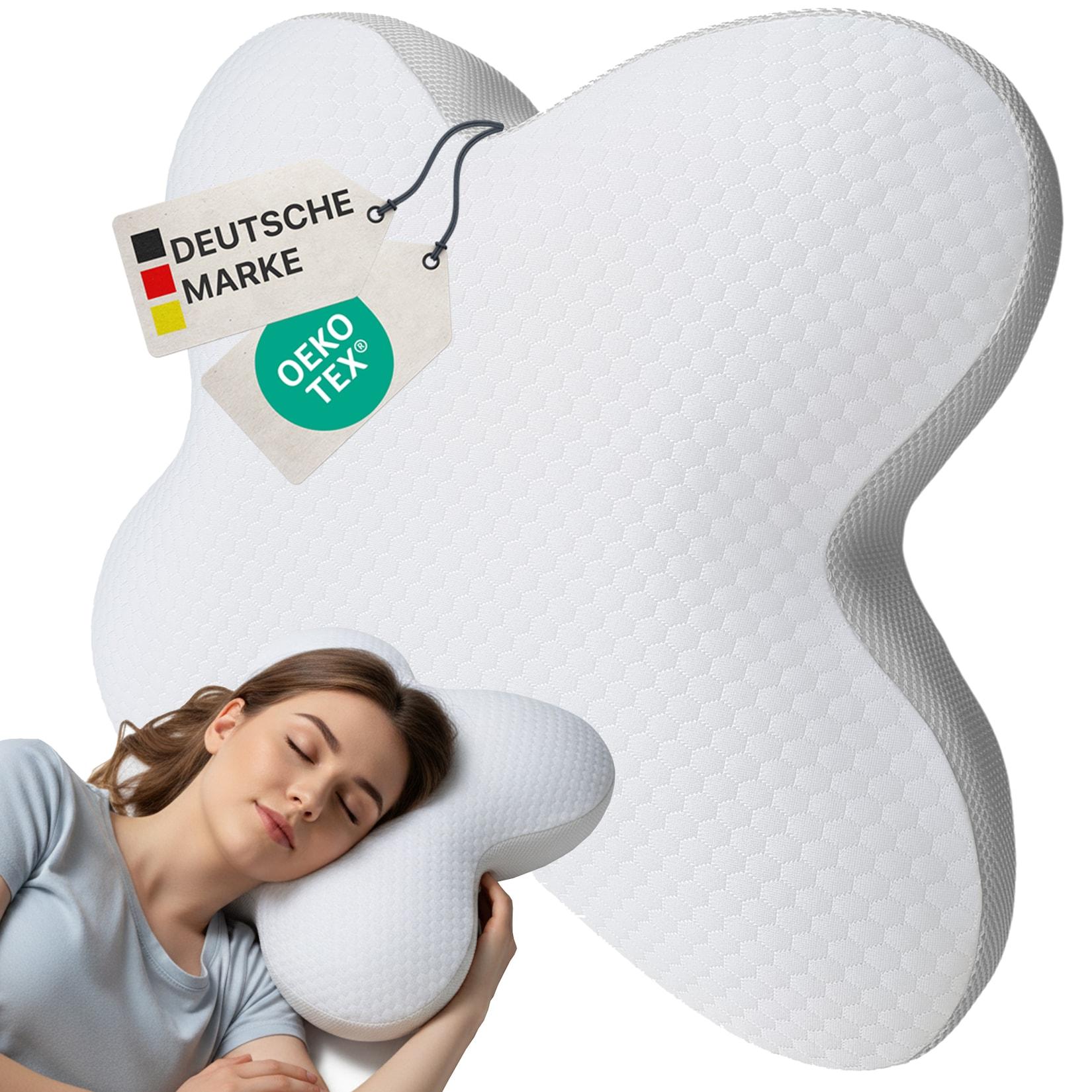 NYVI Nackenstützkissen NYVICloud - Kopfkissen mit Viskoelastischem Memoryschaum - Schmetterlingskissen für Seitenschläfer, Rückenschläfer, Bauchschläfer