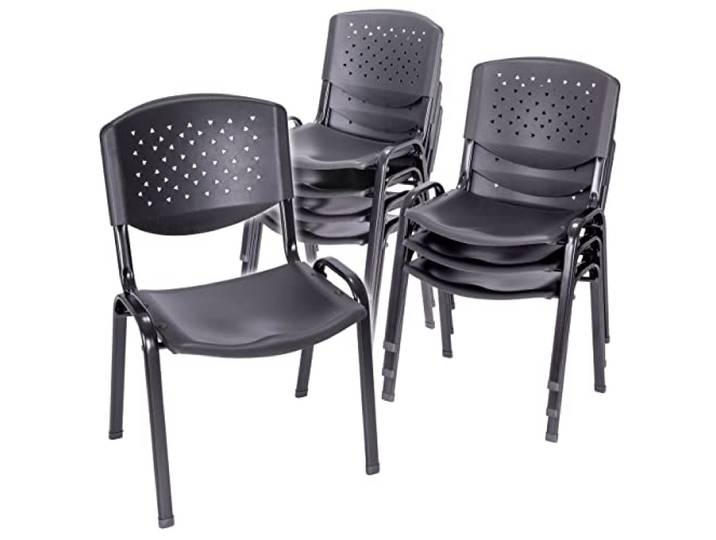 Nexos Trading Bürostuhl 8er Set Konferenzstuhl Besucherstuhl schwarz 48 x 54 x 79 cm Stapelstuhl Metallrahmen stabil Sitzfläche Kunststoff