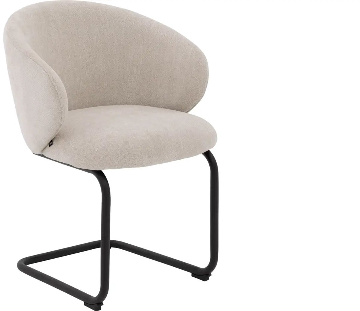 Goossens Eetkamerstoel Noomi met Armleuning - Beige Stof