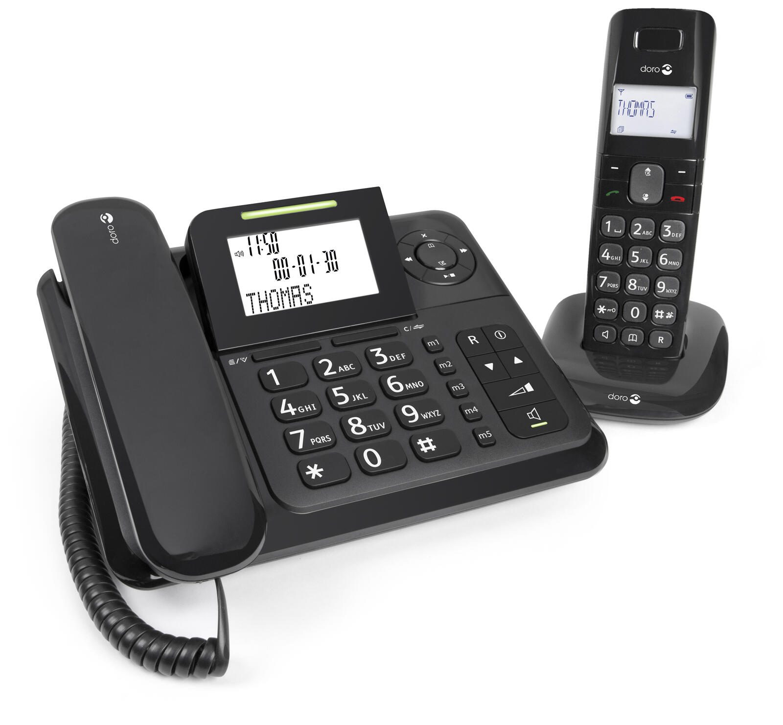doro Comfort 4005 Schnurgebundenes Telefon-Set mit Anrufbeantworter schwarz 380115