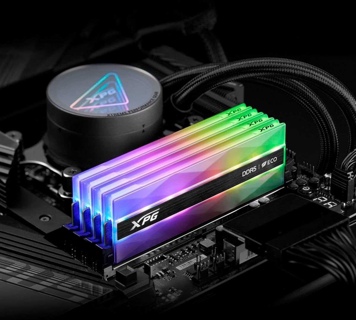 ADATA PC-Arbeitsspeicher "Lancer Neon RGB 16GB DDR5-6400 U-DIMM CL32", bunt (neon), 16 GB, Arbeitsspeicher