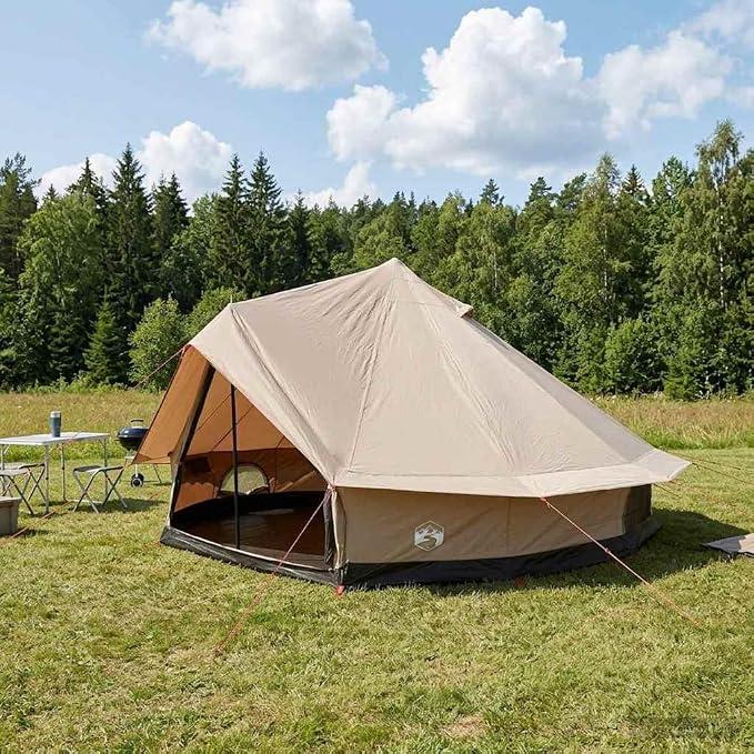Familienzelt Creme 10 Personen Polybaumwolle Garten | Campingzelt, leicht Kuppelzelt Camping Zelt Einfacher Aufbau für Wandern Backpacking