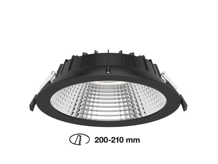 The Light Group SLC Shift LED-Einbaustrahler Ø 22,8cm CCT, schwarz Shift, dimmbar, schwarz, für Wohn- / Esszimmer, Aluminium, Einbauleuchte