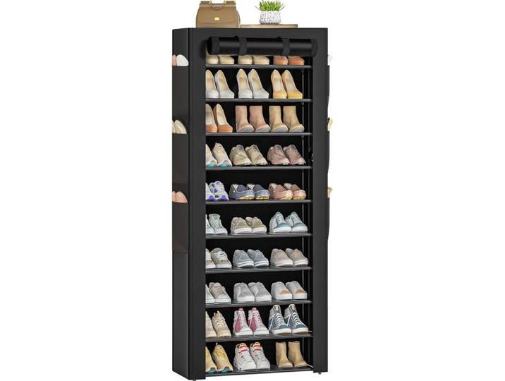 Étagère À Chaussures 11 Niveaux Grande Armoire À Chaussures Haute Pour 36-41 Paires De Chaussures Stockage Chaussure-Organisateu