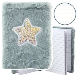 Plüsch-Notizbuch liniert Shiny Star Grau A6 80 Blatt
