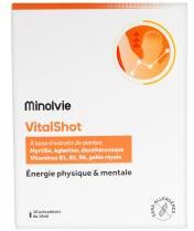 Minolvie VitalShot Énergie Physique & Mentale 10 Unités - Boîte 10 unidoses de 10 ml