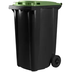 Hardwex schwarze Mülltonne 240 l mit grünem Deckel