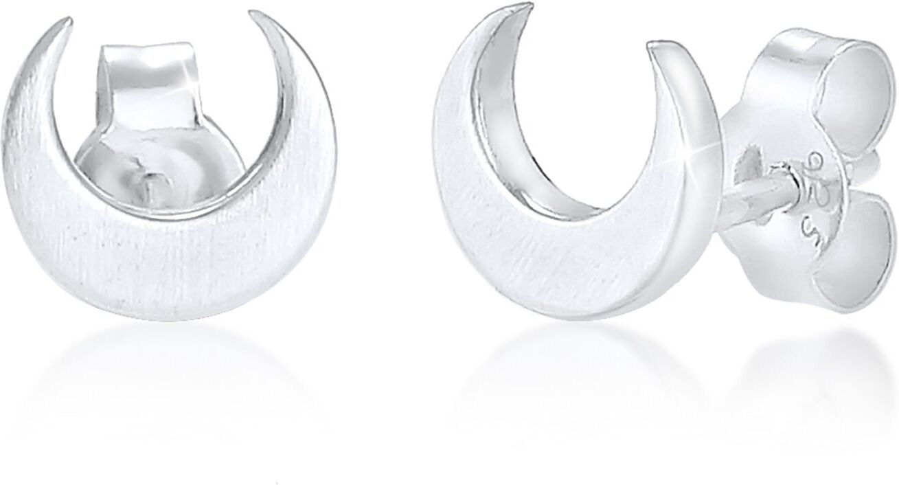 Paar Ohrstecker ELLI "Ohrringe Mond Halbmond Matt 925 Silber" Gr. 7, silber, Ohrringe, Damen, 7, ohne Stein, Silber 925 (Sterlingsilber)