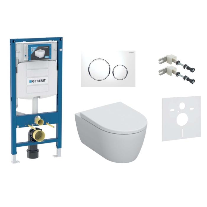 Geberit iCon WC Komplettsett, mit Duofix Sigma WC-Element, Sigma 20 Betätigungsplatte und Zubehör, spülrandlos