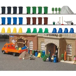 BUSCH 1136 H0 - Müll-Set