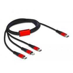 Delock USB-Ladekabel USB 2.0 USB-C® Stecker, USB-C® Stecker, USB-Micro-B Stecker, Apple Lightning Stecker 1.00 m Schwarz, Rot 86711