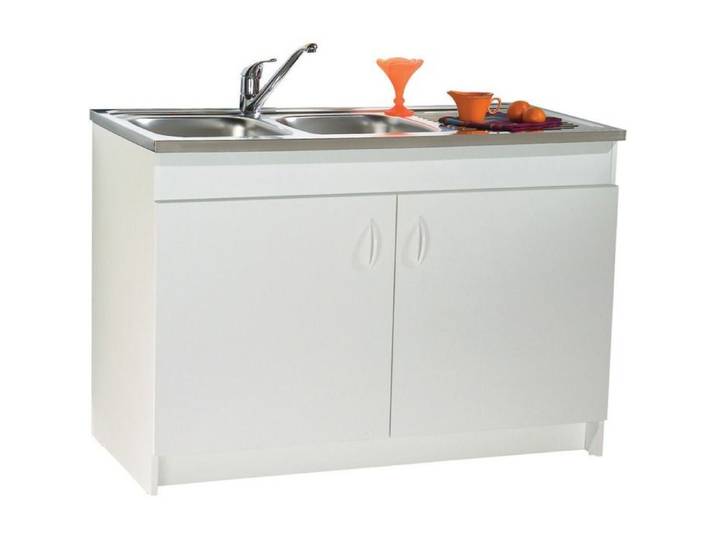 Meuble sous évier S2IM Neova SIM NF S12N02100 - Blanc - Bois - Panneaux de particules