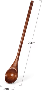 Inspire Picks Natural Wooden Tea Spoon Set Long Coffee & Dessert Stirring Spoons 4