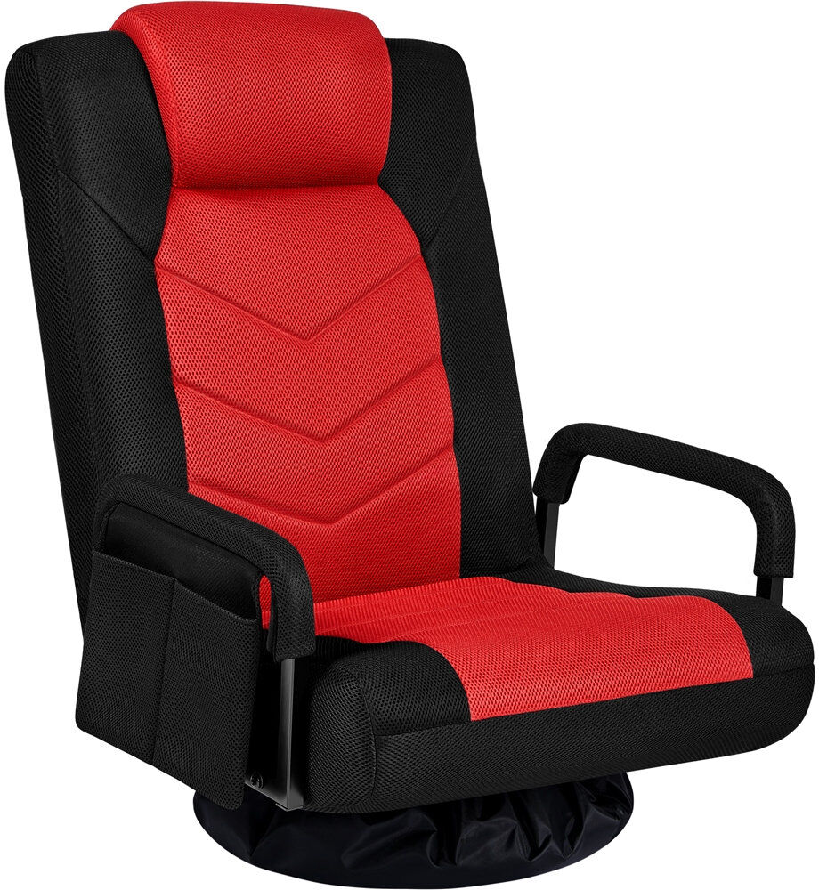 Isabelle & Max Swivel & Folding Floor Gaming Chair Red/Black 74.5cm H X 62cm W X 68cm D