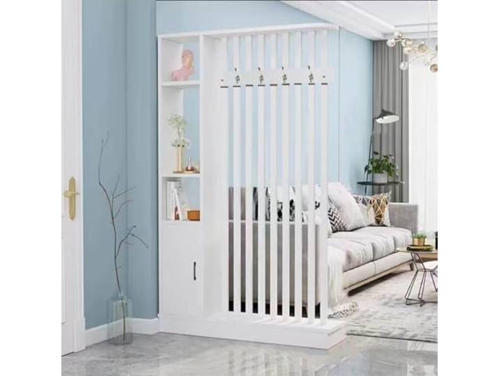 Room Divider with Shelves，raumteiler Regal，trennwand raumteiler，geeignet für die Schlafzimmer Heim- oder Bürodekoration geeignet (White, 202x120x24 cm)