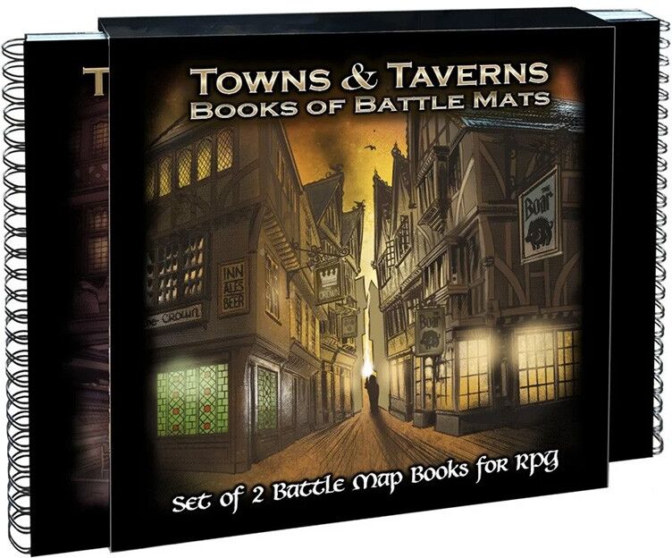 Loke Battle Mats Livre plateau de jeu : Book of Battle Mats - Towns and Taverns Edition (60x60cm)