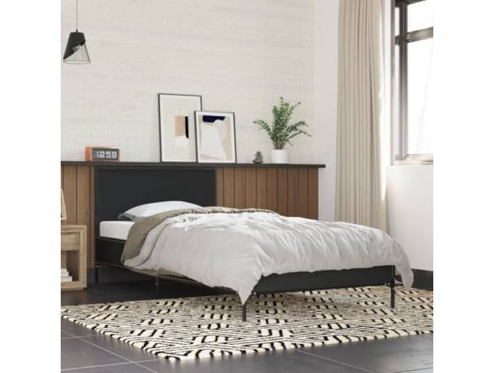 WDGJJFECNMUEHI Holzwerkstoff Stabilität Schlafzimmer 90x200 cm Schwarz Bettgestell Schwarz 90x200 cm Holzwerkstoff Metall Stabil Bett mit Kopfteil Lattenrost Schlafzimmer Möbel