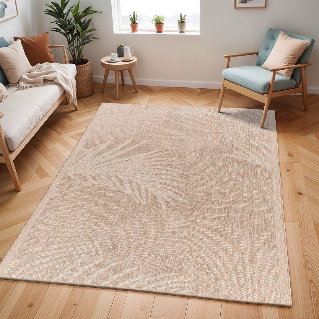 Bay Isle Home Lanoka Indoor & Outdoor Boho Jute-Look Rug Beige Beige Rectangle 200 x 275cm