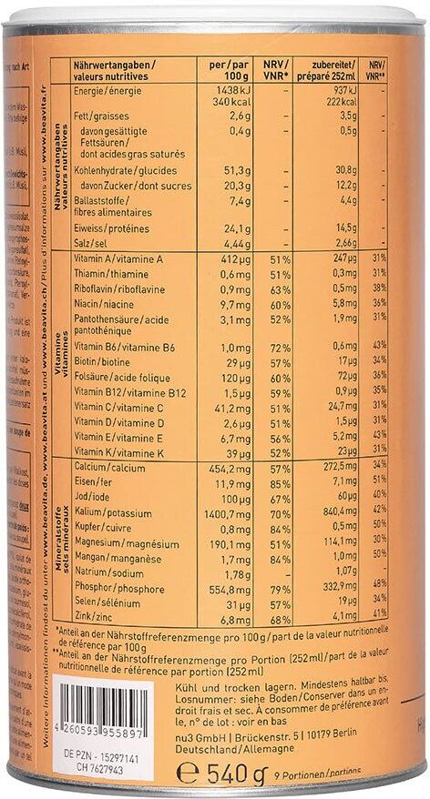3 x Beavita Vitalkost Plus, Tomatensuppe 3x540 g Pulver