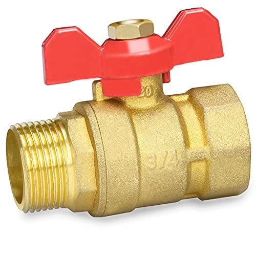 Oumuik Messing Kogelkraan met Rode Vleugelgreep 3/4 inch DN20 PN16 Buitendraad/Binnendraad