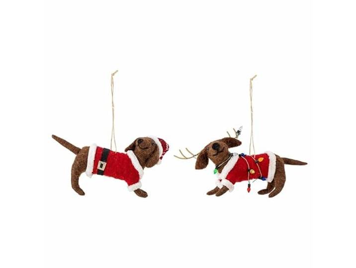 Bloomingville Lot de 2 Ornements Monty - Laine - Marron - 11\,5 x 12 x 4 x 11\,5 x 10 x 4 cm