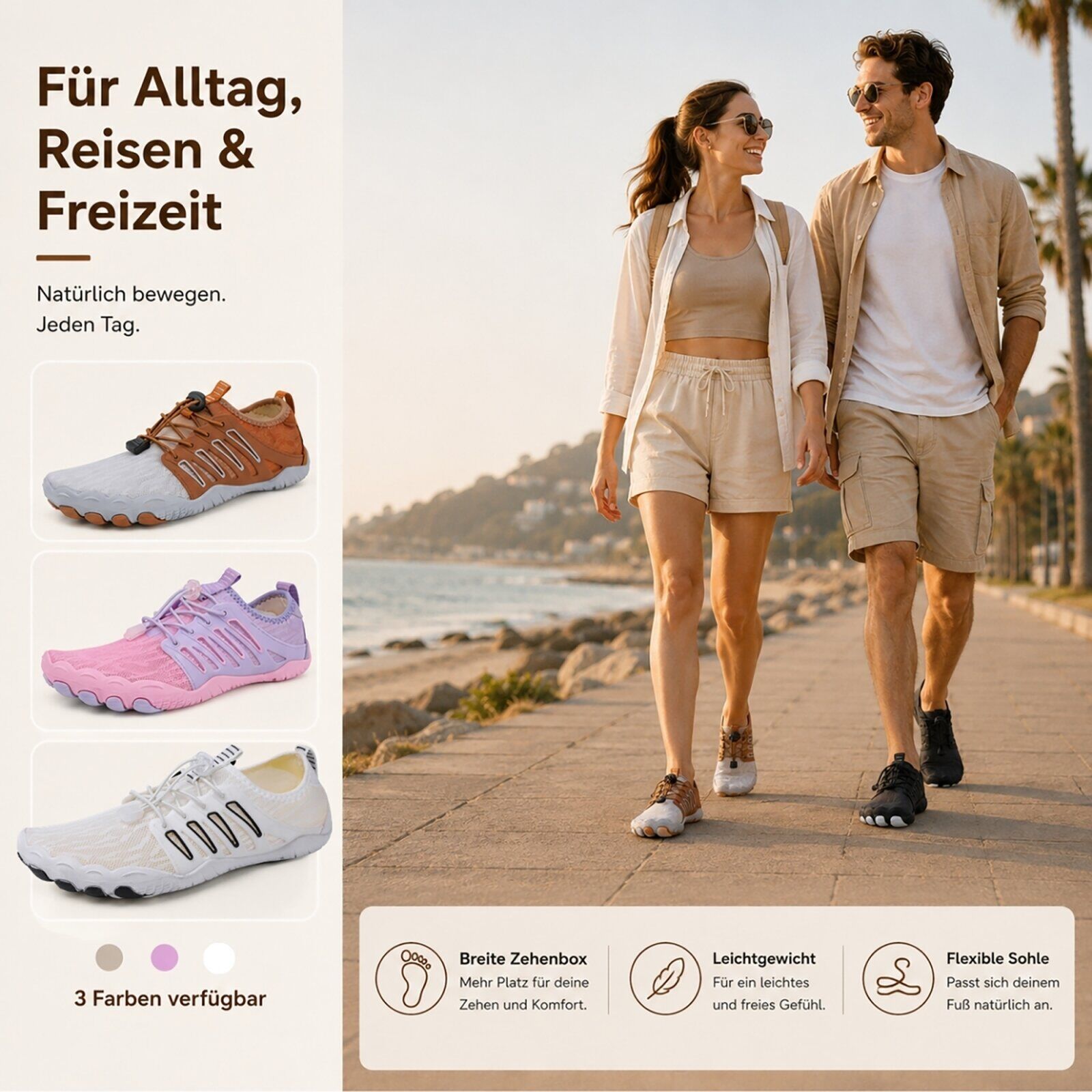 Barfußschuh DOTALES "Slipstep Barfußschuhe Damen & Herren Barfußschuhe", Damen, Gr. 41, Normalschaft, weiß, EVA, Polyester, Polyurethan, Textil, Schuhe Barfußschuh, Minimalschuhe