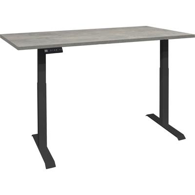 Schreibtisch MÄUSBACHER "Big System Office", grau (schwarz matt, beton, schwarz matt, beton), B:140cm, Tische, Schreibtisch, Breite 140 cm, elektrisch höhenverstellbar