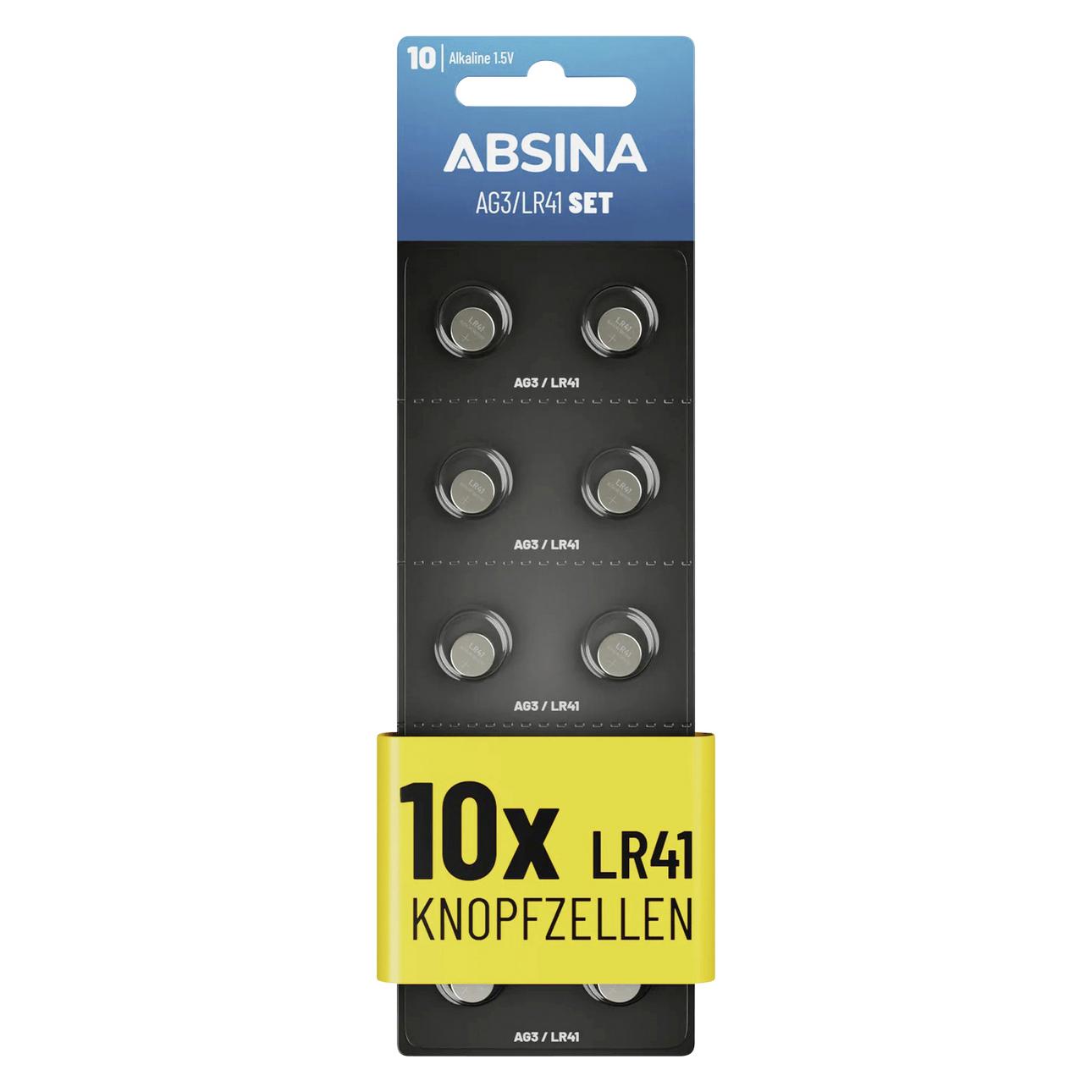 Absina Knopfzelle AG 3 1.5 V 10 St. Alkali-Mangan (10 Stk., LR41) (401014)