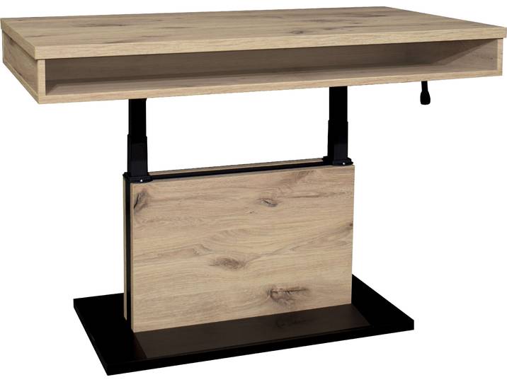 Couchtisch MÄUSBACHER Lift Couchtisch , braun (vulkanschwarz supermatt, viking oak, viking oak), B/H/T: 110cm x 78cm x 60cm, Tische, Couchtisch, höhenverstellbar von 59-78 cm, Breite 110 cm, Metallgestell