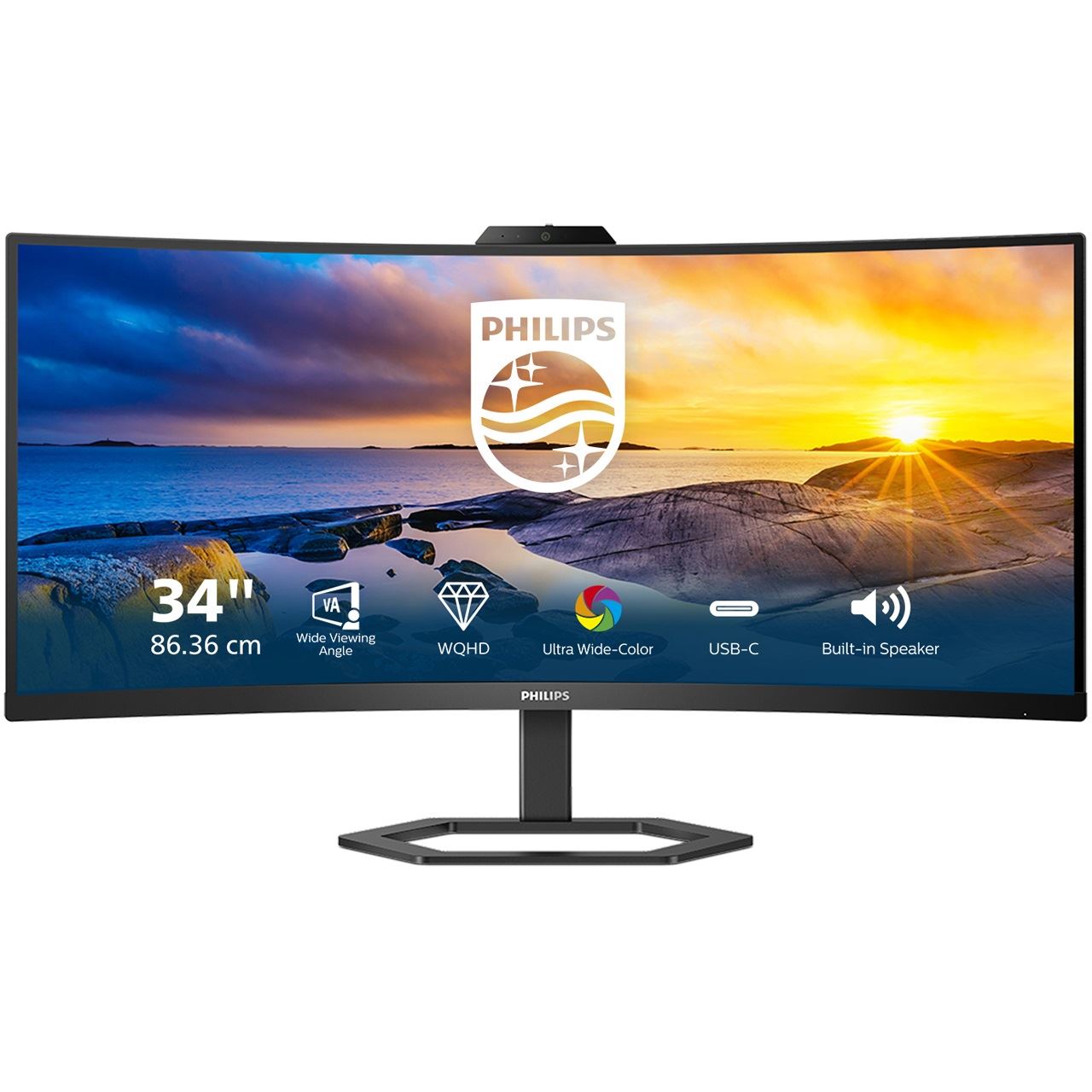 34" (86,36cm) Philips 5000er Serie 34E1C5600HE schwarz 3440x1440 1x DisplayPort 1.2 / 1x HDMI 2.0 / 1xUSB-C mit DisplayPort 1.2