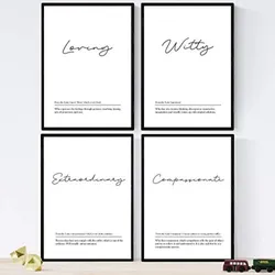 POSTER Set mit 4 Englisch Paar 3 Wörter mit Definitionen A3 Rahmenlos