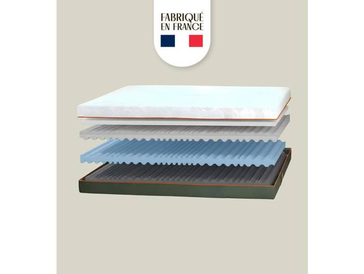 Matelas Français à Mémoire de Forme Haut de Gamme - 140x190 - Accueil Souple - Déhoussable - Matelas Aurore - Dormez Français