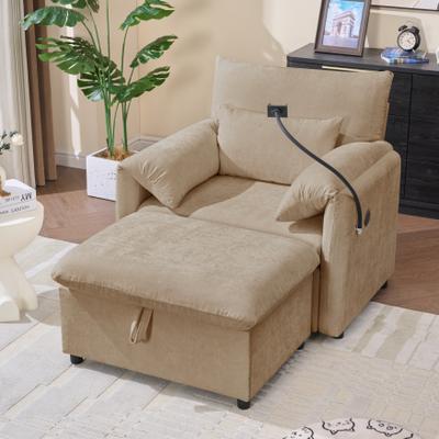 Kodotan sofa Single Sofa Chair With Storage Ottoman & Adjustable Backrest & Folding Side Table & Phone Holder & Type-C and USB Charging Ports