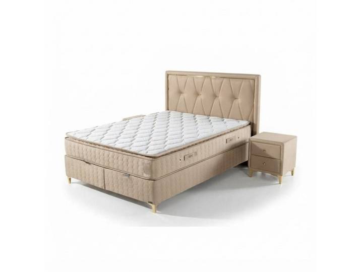 JVmoebel Boxspringbett Luxuriöses Boxspringbett mit elegantem Kopfteil in Braun, Made in Europe