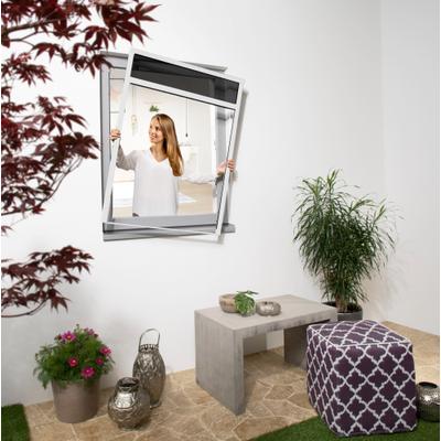 Insektenschutzrollo WINDHAGER "COOL, Sonnenschutz Rollo für Fenster zum einhängen", grau (weiß), B:100cm H:160cm, Rollos, Fliegengitter mit Alurahmen, ohne bohren, 100 x 160 cm, weiß