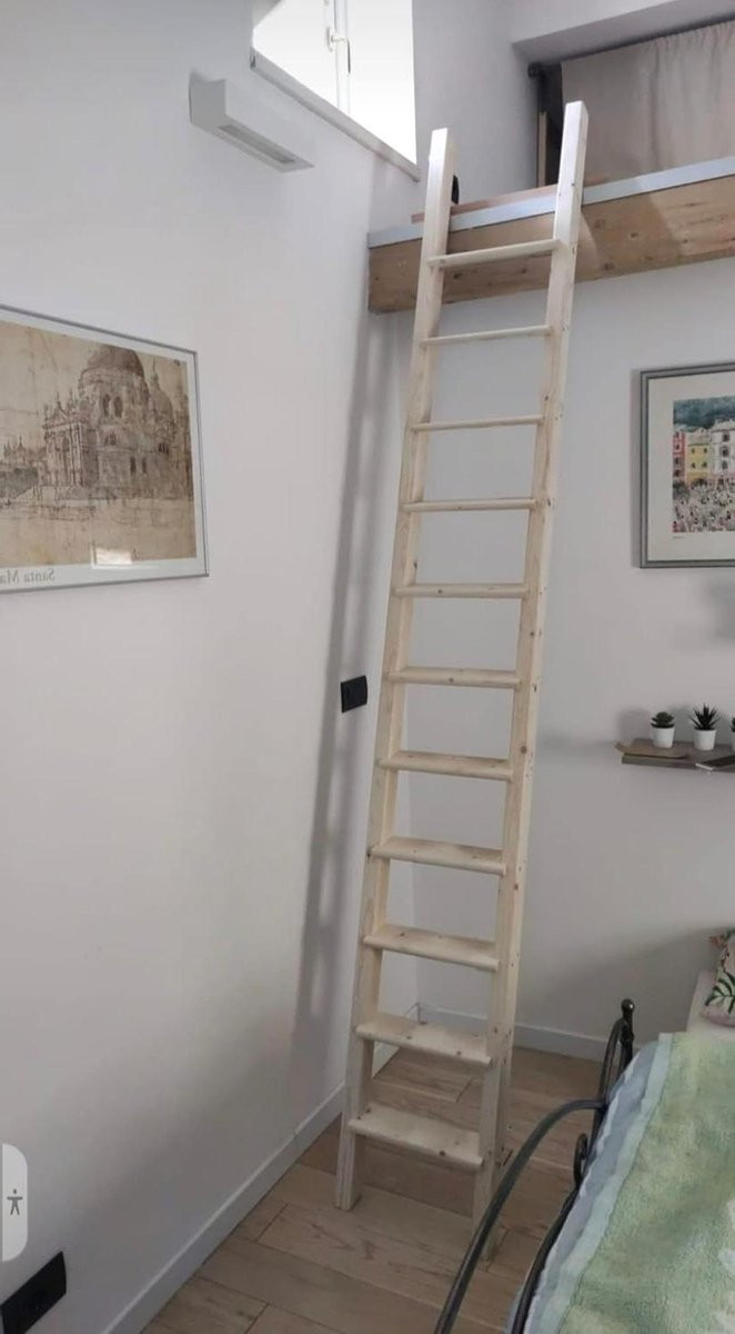Houten ladder voor stapelbed of hoogslaper in natuurlijk hout, Breedte: 45 cm