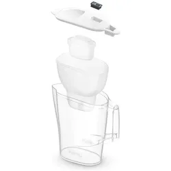 Brita Aluna 2 4l Kanne + 2 Maxtra-Kartuschen weiss, Wasserfilterkanne, Transparent, Weiss