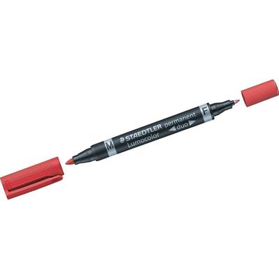 STAEDTLER Permanentmarker Lumocolor permanent duo rot Packung mit 10 Stück