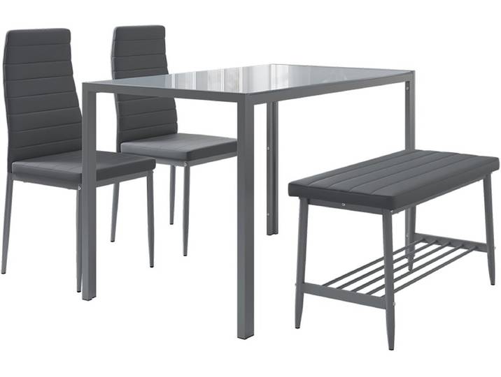 Vicco Grand Eettafel set – 120 x 70 cm 4-delige set Grijs