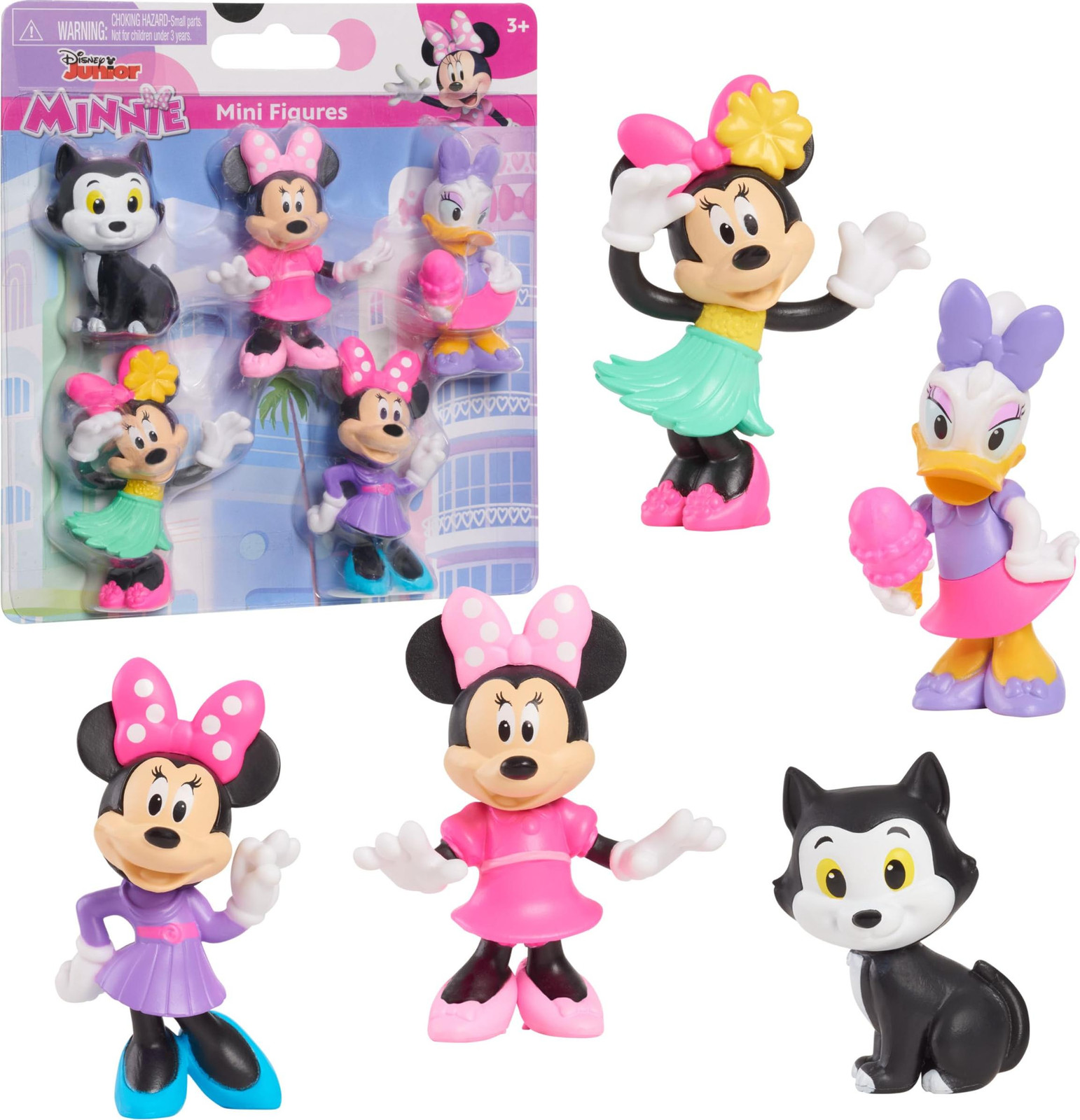 Just Play Disney Junior Minnie Mouse miniatuurfiguurtjes, set van 5, 4,3-6,9 cm