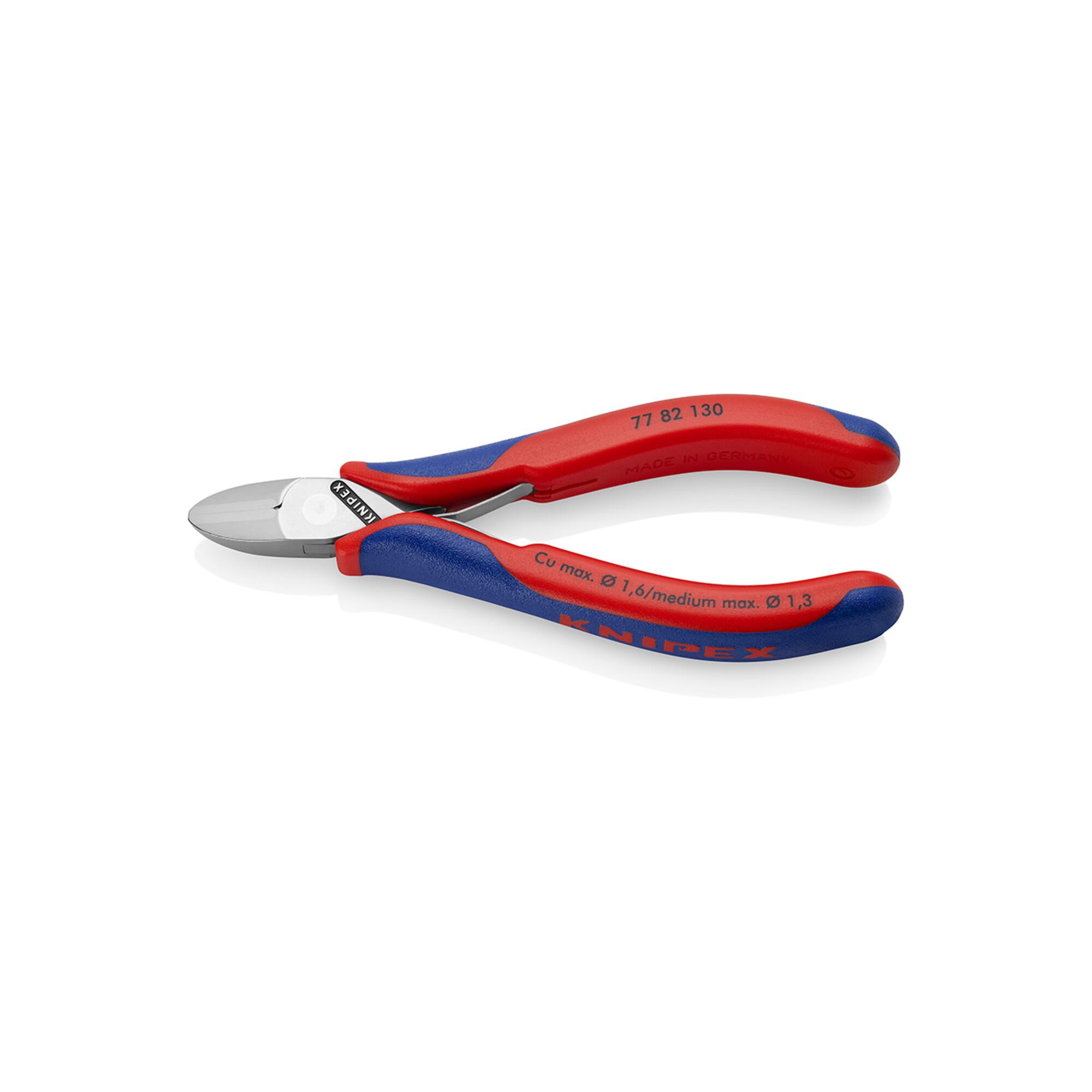 KNIPEX 77 82 130 Elektronik-Seitenschneider mit durchgestecktem Gelenk mit Mehrkomponenten-Hüllen 130 mm)