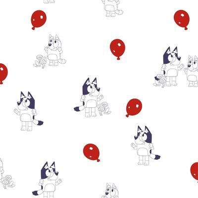 Bluey Keepy Uppy White Peel and Stick Wallpaper by RoomMates