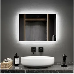 Emke, Spiegel, Badezimmerspiegel mit Beleuchtung 45*60cm,Beschlagfrei, 3000K/6500K,Tast Schalter (45 x 60 cm)