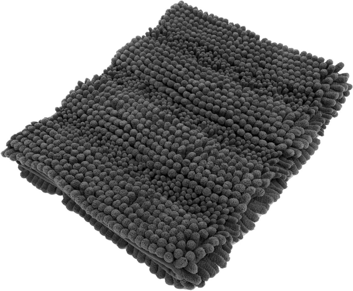 Donkergrijze waterabsorberende antislip douchemat voor in de badkamer, 40 x 60 cm