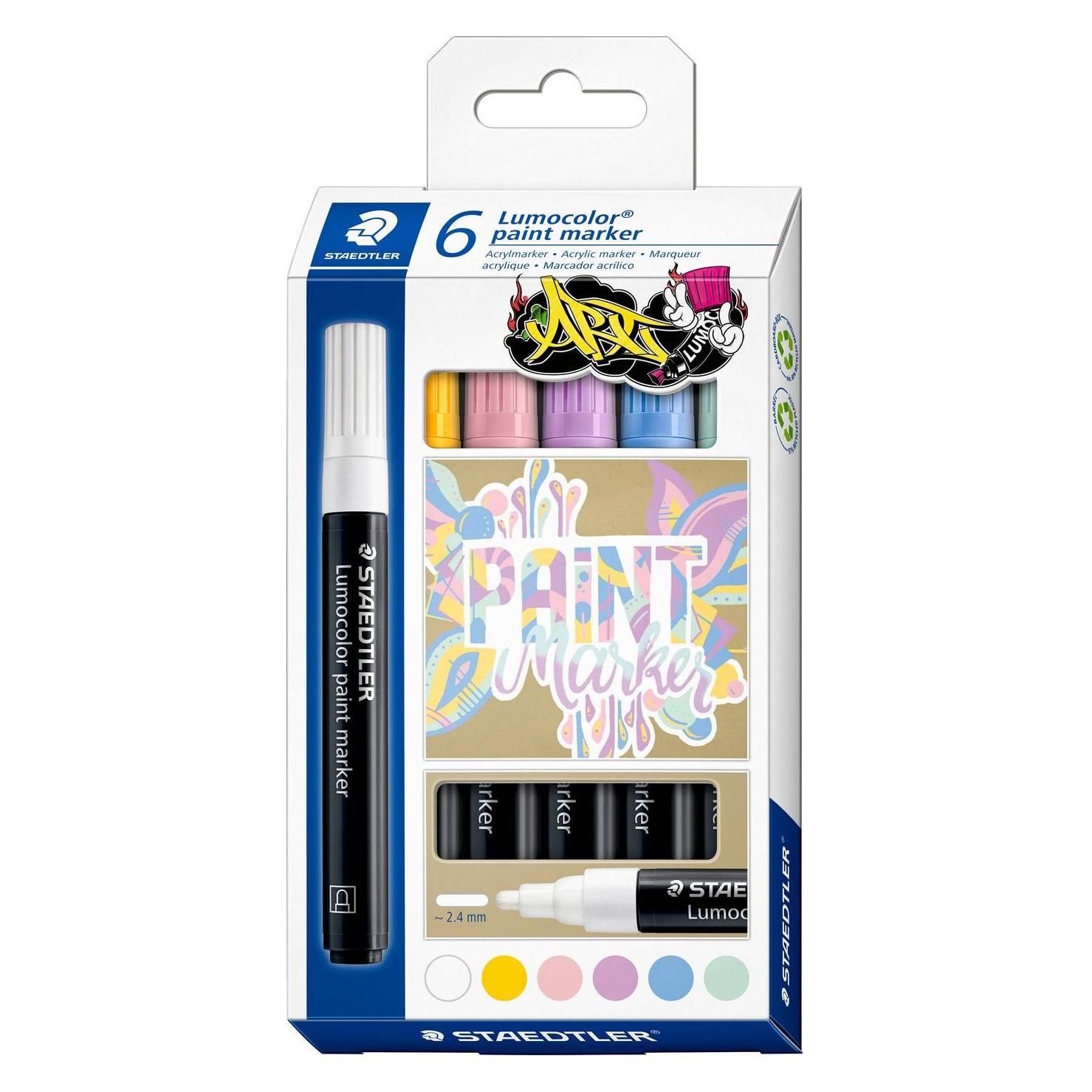 Staedtler Acrylmarker Lumocolor 6er-Set pastellfarbig (6x) (349 C6-1)