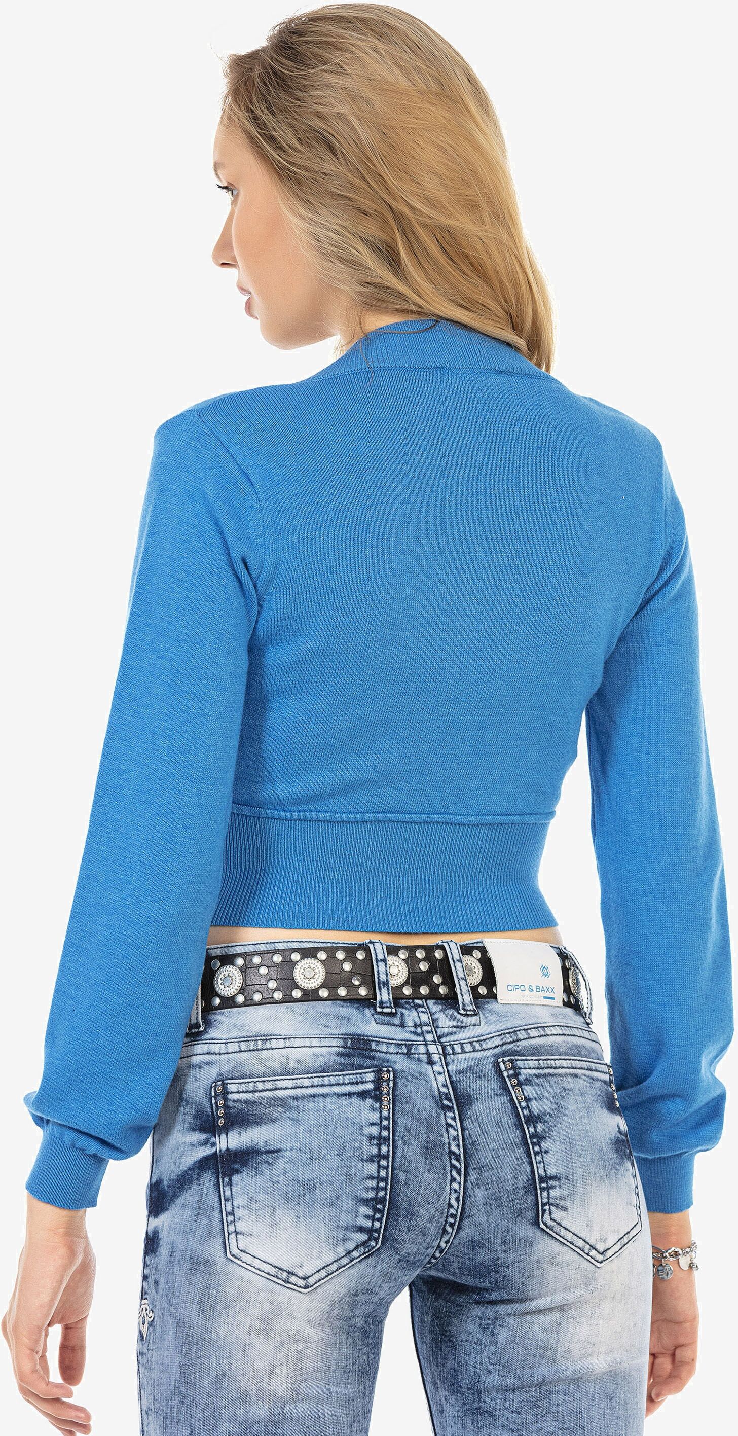 V-Ausschnitt-Pullover CIPO & BAXX "WP233", Damen, Gr. M, turquoise, Casual, regular fit, V-Ausschnitt, Pullover V-Ausschnitt-Pullover, mit V-Ausschnitt