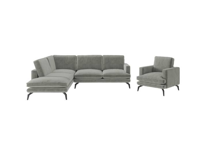 Livetastic Sitzgarnitur Bali, Grau, Metall, Füllung: Daunen, Silikon, 250x202 cm, Made in EU, planbar, Rücken echt, individuell planbar, Wohnzimmer, Sofas & Couches, Sitzgarnituren